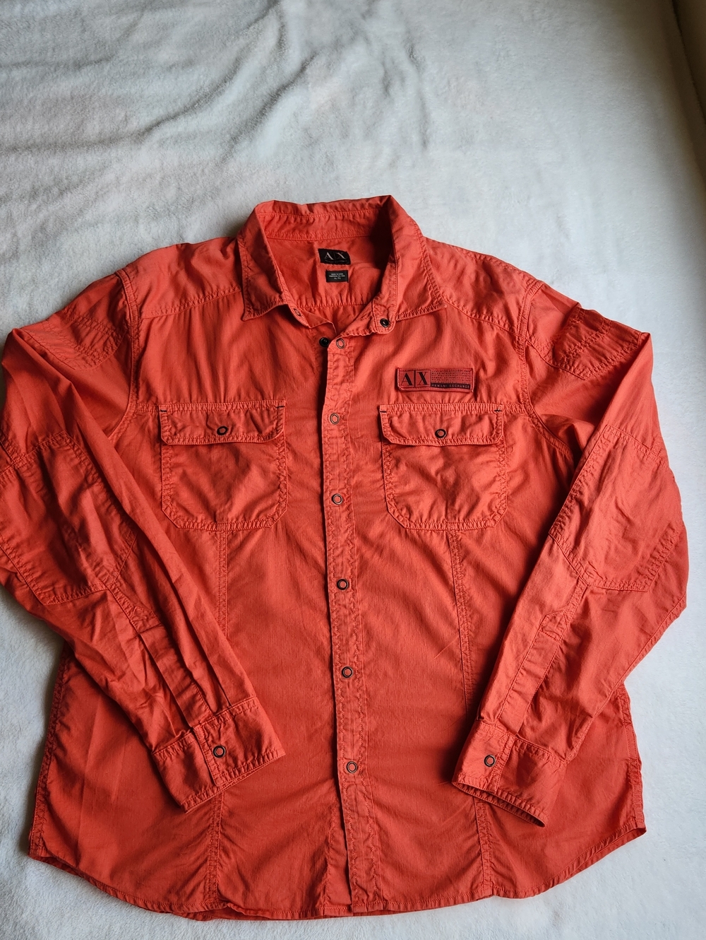 Armani Exchange Coral Cargo  Men's Long-Sleeve Shirt